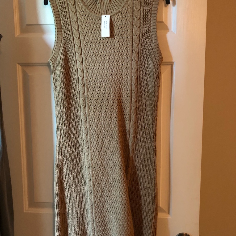 Banana Republic tan cable sweater dress